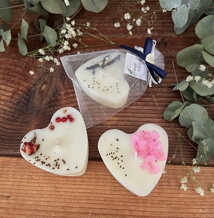 Segnaposto Candela “Precioso” in Cera di Soia – Cuore profumato per Matrimonio - immagine 3
