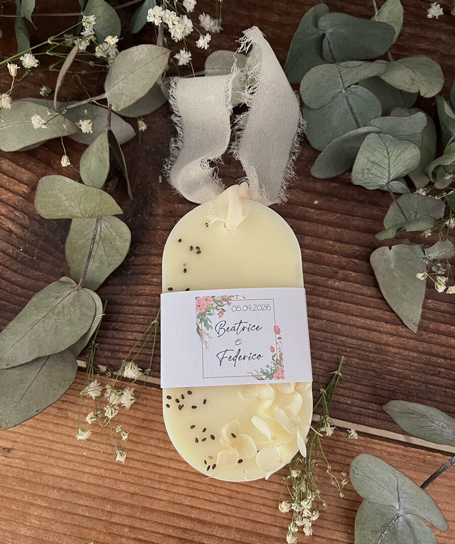 Tavoletta botanica profumata in cera di soia – Segnaposto Matrimonio - immagine 2