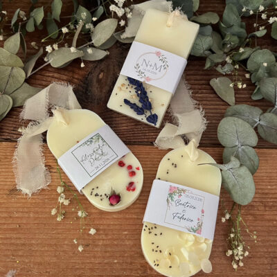 Tavoletta botanica profumata in cera di soia – Segnaposto Matrimonio