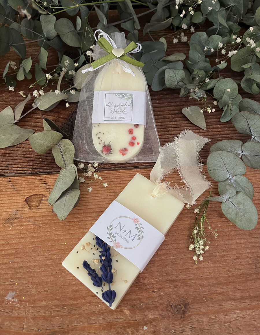 Tavoletta botanica profumata in cera di soia – Segnaposto Matrimonio - immagine 3