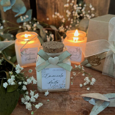 Candela MiniBoho in cera di soia – bomboniera profumata Matrimonio