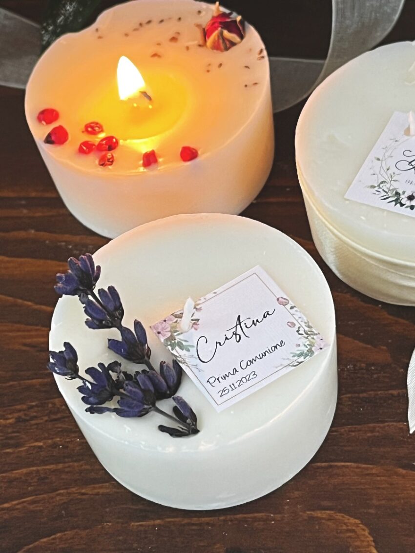 Decorazione candela K02 per Battesimo e Comunione, bianca