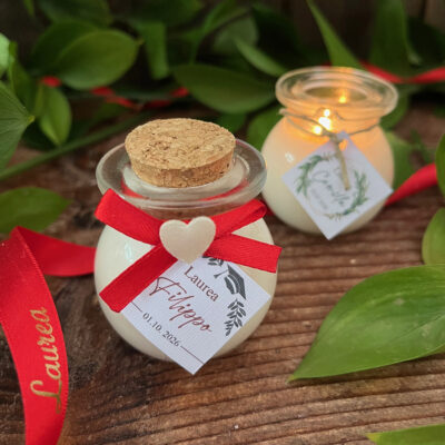 Segnaposto Laurea Candela Shiny – Candela profumata con tappo in sughero