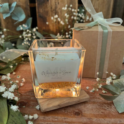 Candela Grace Glam in cera di soia e gel – bomboniera profumata matrimonio