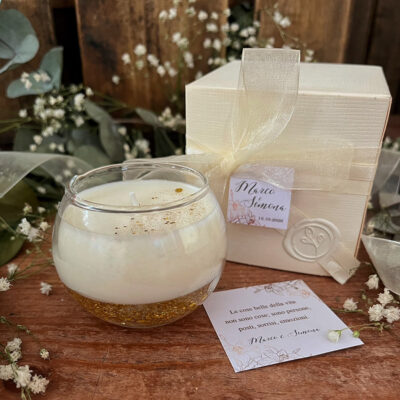 Candela Boule Glam in cera di soia e gel – bomboniera profumata matrimonio