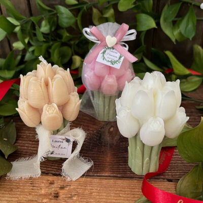 Segnaposto Laurea – Candela bouquet di tulipani “Cordelia”