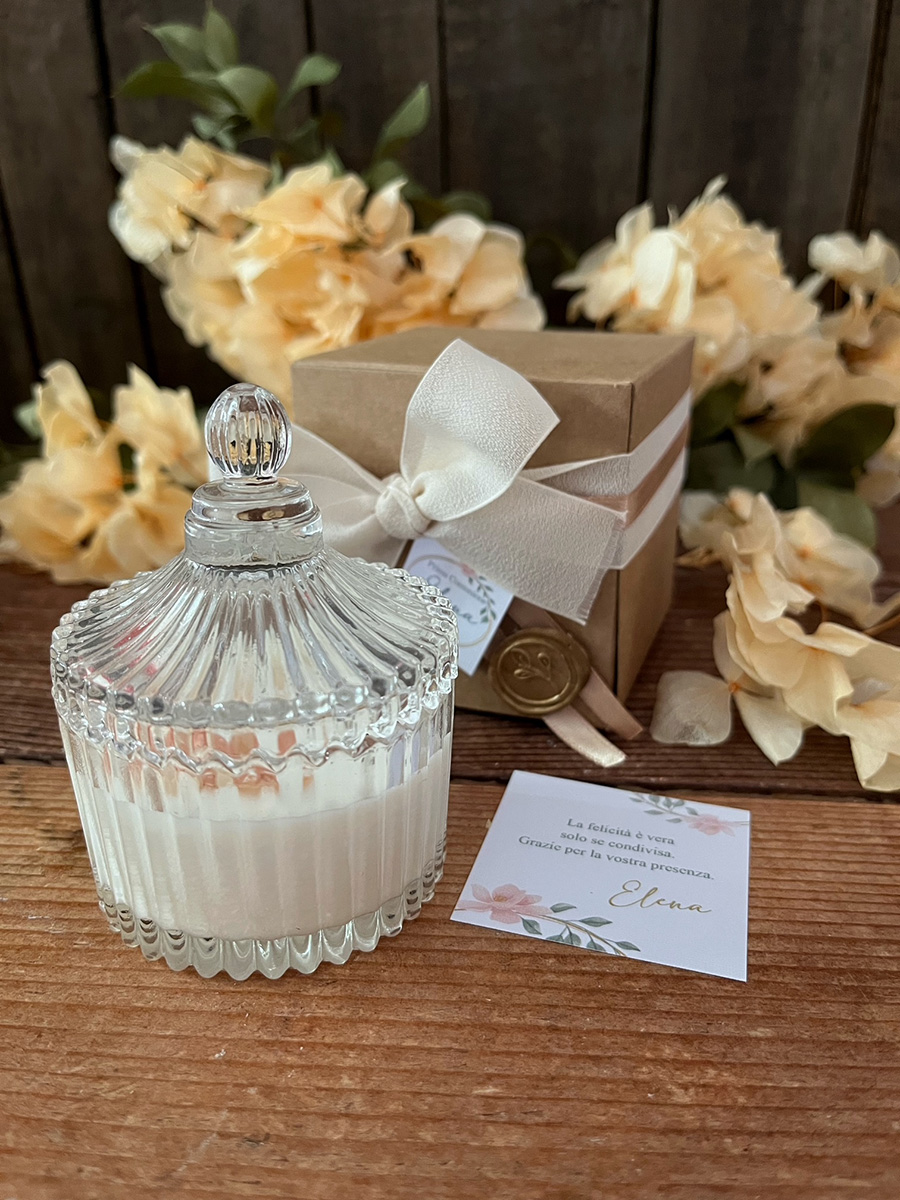 Candela Scrigno Botanic – bomboniera Comunione e Cresima