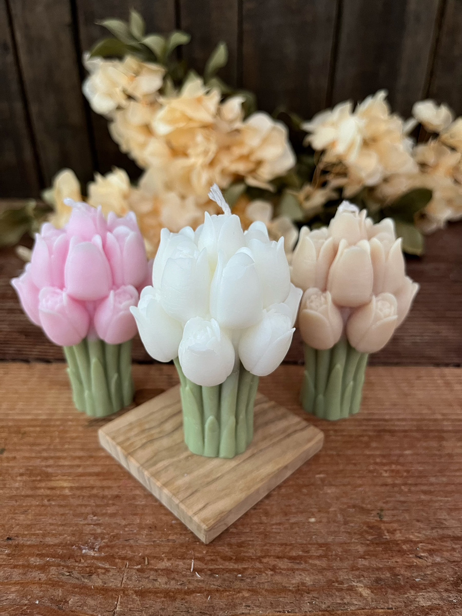 Candela Cordelia – Bomboniera Bouquet di Tulipani per Comunione e Cresima - immagine 2